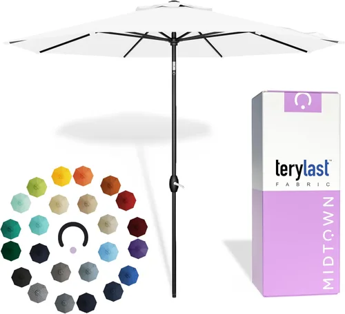 Miniatura 31 de Midtown Umbrellas 10 años sin decoloración, 6 pies, tela de poliéster roja a prueba de rayos UV, sombrilla para patio al aire libre, marco