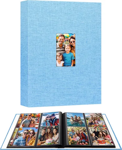 Miniatura 10 de Álbum de fotos de 3.5 x 5, álbum de fotos de 3.5 x 5 con capacidad para 256 fotos, cubierta de lino con ventana frontal, álbumes de fotos de 3 x 5