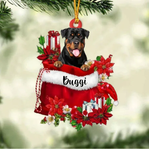 Miniatura 177 de Perro Akita Inu personalizado en bolsa de regalo, adorno de Navidad, nombre personalizado, regalo para amantes de los perros, familia, Navidad