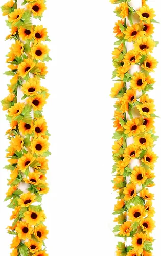 Miniatura 16 de UKELER Girasoles artificiales amarillos de 23 pulgadas de altura, flores falsas hechas a mano con tallos de girasoles para decoración de bodas