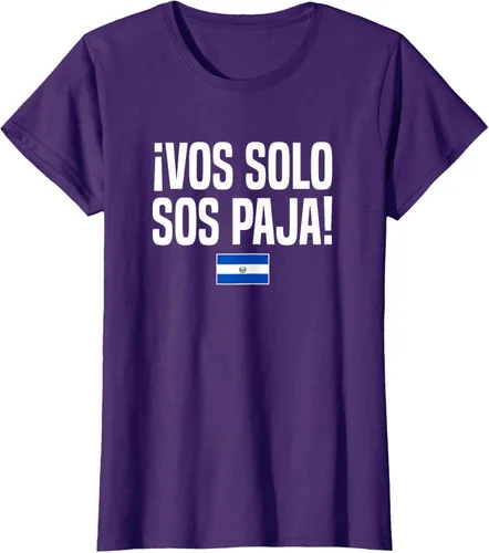Miniatura 13 de Camiseta Vos Solo Sos Paja Salvadoran Slang Bandera de El Salvador, Negro