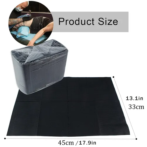 Miniatura 3 de LXIANGN 125 toallas desechables para arte de uñas, 13 x 17 pulgadas, impermeable, 3 capas, tapete de arte de uñas, hojas de papel, almohadillas Negro
