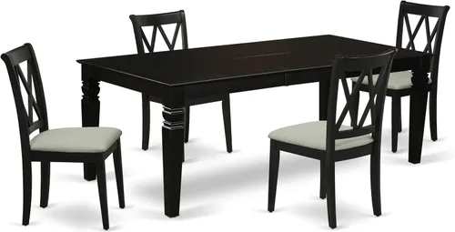 Miniatura 10 de East West Furniture LGCL9-LWH-C Juego de mesa de comedor moderno de 9 piezas, incluye una mesa rectangular de madera con hoja de mariposa y 8 sillas