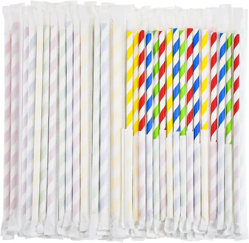 Miniatura 14 de Pajitas de papel biodegradable a granel, azul marino, 1000 unidades, 7.75 pulgadas, 0.24 pulgadas de diámetro Azul marino (Navy Blue Stripes)