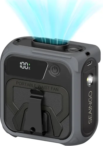 Miniatura 10 de SEAINGO Portable Waist Fan Rechargeable – 10000mAh, 42 ft/s Max, 5 Speeds 16000RPM, Personal Cooling Wearable Clip Body Belt Shirt Fans, Hanging