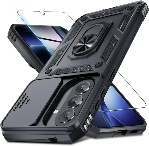 Miniatura 46 de Janmitta Compatible con Galaxy A15 5G Funda con Cubierta Deslizante Integrada para Lente de Cámara + Protector de Pantalla + Soporte de Anillo