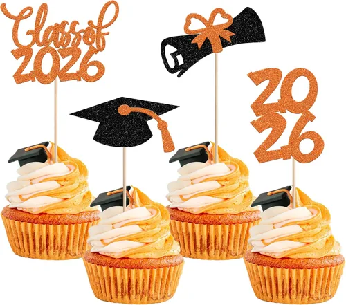 Miniatura 50 de 1 pieza de decoración para pastel de clase 2025 con purpurina, tapa de graduación 2025, decoración de pastel de felicitaciones para 2025, decoración