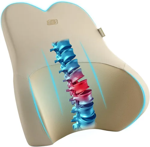 Skechers Almohada lumbar de espuma viscoelástica y refrigerada por aire, almohada de soporte lumbar para oficina, almohada lumbar para silla de