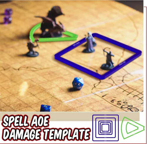 Miniatura 6 de Sintuff Juego de 15 marcadores de hechizos AOE para daños y efectos de hechizos de acrílico translúcido, incluye 5 cubos, 4 círculos, 2 conos, 4