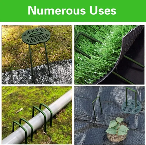 Miniatura 6 de Bakulyor 200 piezas de grapas para césped artificial verde + 200 piezas de arandelas de búfer, grapas de 15 cm calibre 11 para paisaje, puntas