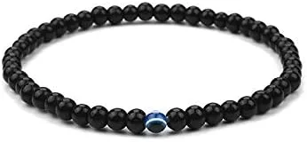 Miniatura 4 de Juego de 4 pulseras elásticas de cuentas de cristal turco contra el mal de ojo, amuleto de protección de hebras de cristal, amuleto de Fatima Hamsa