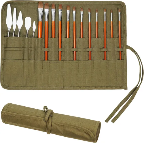 ECHSRT Soporte para pinceles de pintura, estuche enrollable de almacenamiento para acuarelas acrílicas al óleo, soportes y organizadores, 30 Verde