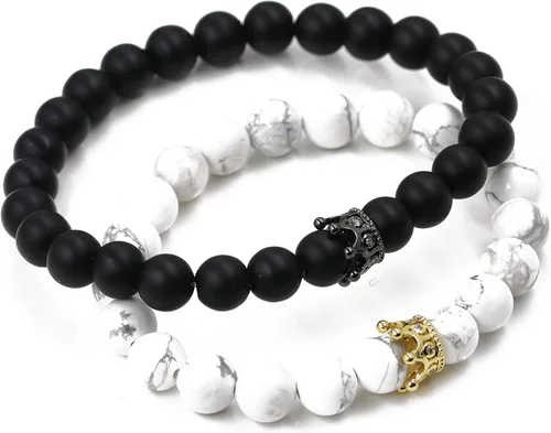 Miniatura 6 de Pulseras de distancia para parejas con elástico fuerte para la amistad de su rey y reina