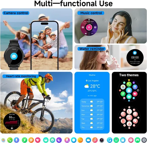 Miniatura 7 de Relojes inteligentes para mujeres y hombres de 1.27" HD con rastreador de actividad física con monitor de ritmo cardíaco/sueño/pasos/SpO2, reloj