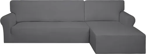 Miniatura 13 de PureFit - Fundas superelásticas para sofá modular en L, 2 fundas de elastano antideslizantes con borde elástico, ideal para niños y mascotas