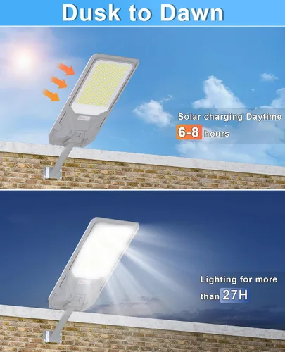 Miniatura 2 de JAYNLT X-12000W Luces de calle solares, luz comercial de estacionamiento de 6500K del atardecer al amanecer, luces de calle de seguridad