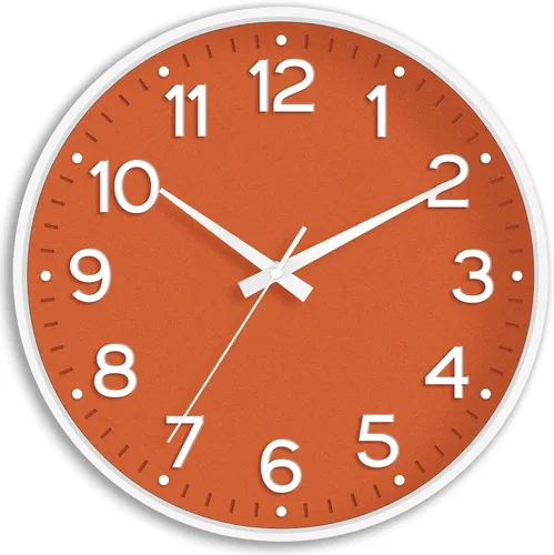 Miniatura 27 de Roymnie Reloj de pared verde, 10 pulgadas, silencioso, funciona con pilas, moderno reloj analógico sin tictac, decorativo para cocina, dormitorio