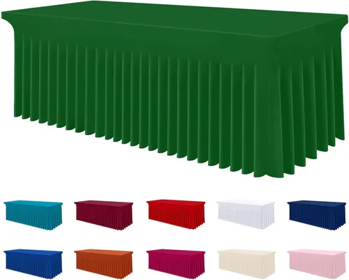 Miniatura 15 de Smiry Mantel de Spandex, Mantel Elástico Ajustable Extensible para Mesas Rectangulares de 6 Pies, Falda Cubierta de Mesa Impermeable y Lavable