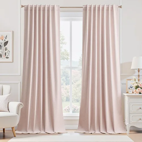 Miniatura 11 de UHITECH - Cortinas opacas beige para sala de estar, cortinas cortas de 35 pulgadas para habitación, cortinas negras para ventanas pequeñas, paneles