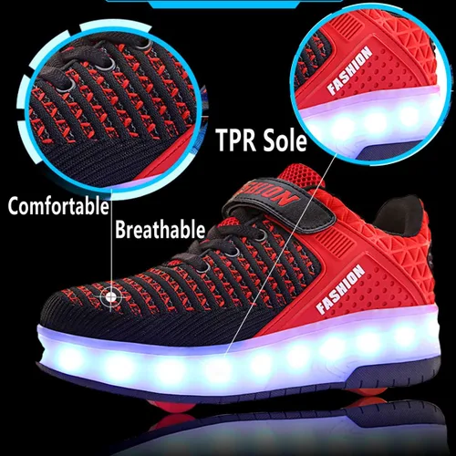 Miniatura 2 de Aikuass - Tenis con ruedas y luces LED recargables con USB para niñas y niños