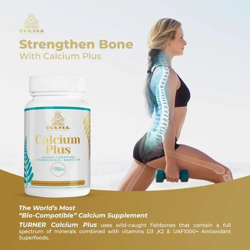 Miniatura 3 de TURNER Calcium Plus, suplemento de calcio marino totalmente natural, con magnesio + vitaminas K2 y D3, apoya la densidad ósea y la salud