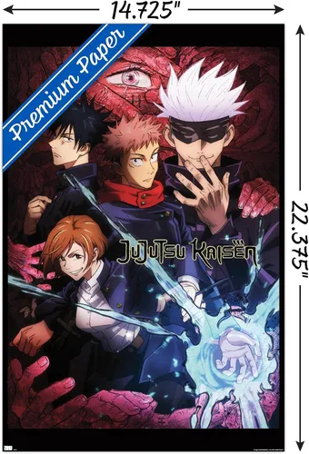 Miniatura 3 de Jujutsu Kaisen - Póster de pared inglés de una hoja, 22.4 pulgadas de largo x 14.7 pulgadas de ancho, versión premium sin marco