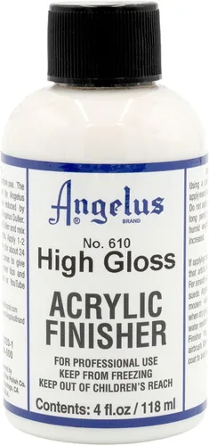 Angelus Acabado de cuero acrílico de alto brillo – Capa transparente flexible para zapatos, bolsos, chaquetas y accesorios de cuero, acabado de alto