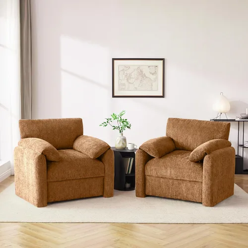 Miniatura 15 de Howjoe Sillón Extragrande de Chenilla, Sillas de Acento de 38.6 Pulgadas de Ancho para Sala de Estar y Dormitorio Silla de Descanso Moderna, Silla