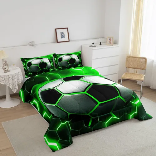 Miniatura 2 de Edredón de fútbol con estampado de fútbol para niños y niñas, juegos de ropa de cama y colecciones de juegos de pelota, edredón de plumón