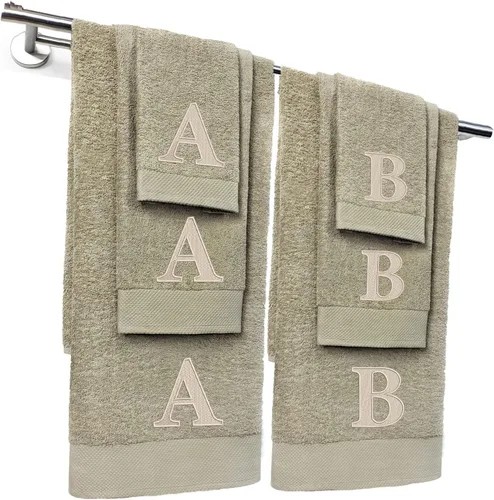 Miniatura 18 de Kaufman - Juego de toallas de baño bordadas personalizadas de calidad de hotel, toalla de mano y toallas para los dedos, 100% algodón para baño