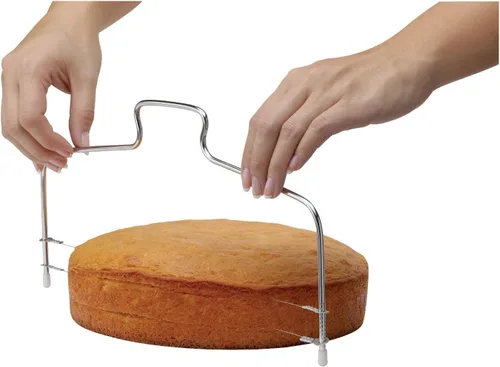 Mrs. Anderson's Baking Cortador y nivelador de pastel de 2 hilos ajustable, acero inoxidable, plata
