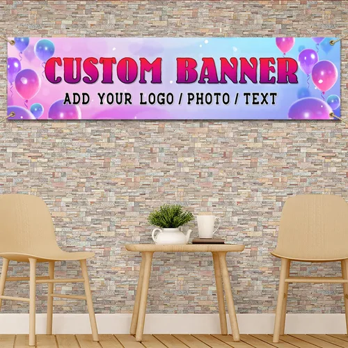Pancartas y letreros personalizados para fotos y texto, pancartas personalizadas para fiestas de negocios, cumpleaños (4 x 1 pies)