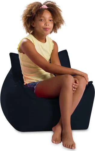 Posh Creations Puf estructurado cómodo para jugar, leer y ver la televisión, Newport Chair, microgamuza - azul marino