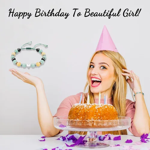 Miniatura 5 de HGDEER Regalos de cumpleaños de 5 a 21 años para niñas y ella, pulsera significativa de piedra natural con tarjeta de mensaje para hija, nieta