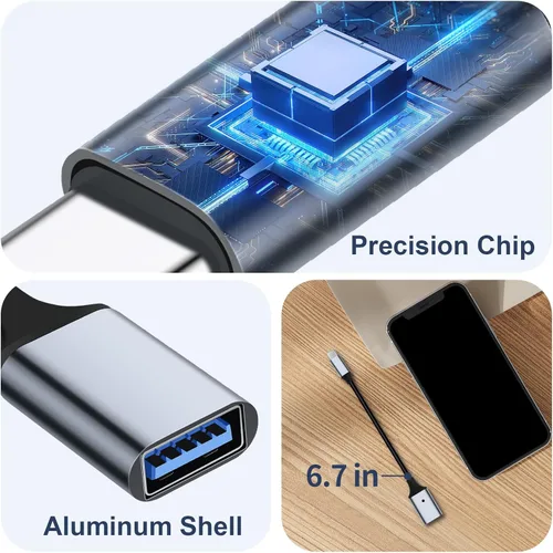 Miniatura 3 de Adaptador USB C a USB 3.0 [2 unidades], tipo C macho a USB hembra OTG cable Thunderbolt3 a USB adaptador compatible con iPhone 16 Pro Max/16