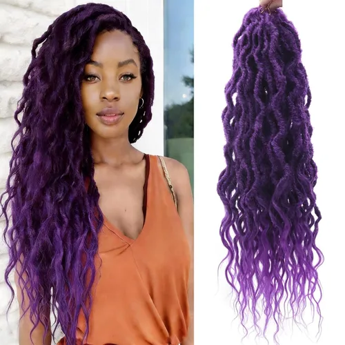 Miniatura 24 de Rastas sintéticas de ganchillo trenzadas, trenzas bohemias de 24 pulgadas, rastas sintéticas ombré, cabello trenzado afro rastas 1B