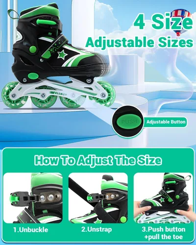 Miniatura 2 de Patines en línea para niños y niñas de 6 a 12 años, patines ajustables para principiantes con ruedas iluminadas para niños, jóvenes y adolescentes