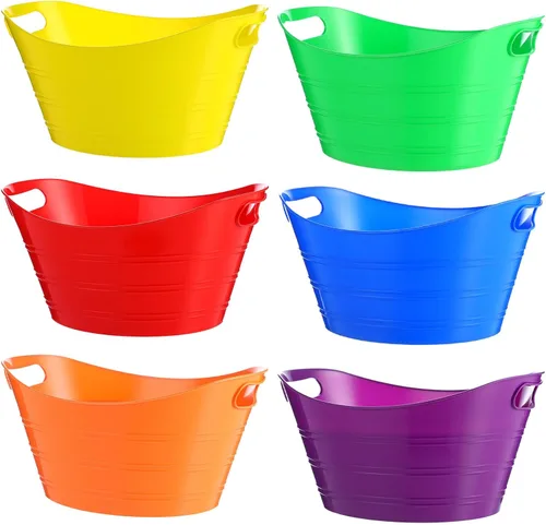 Miniatura 13 de Patelai 6 Piezas Cubetas de Hielo Pack, Cubetas de Hielo de Plástico con Asas, Tina de Almacenamiento Ovalada, Recipiente de Bebidas de Gran
