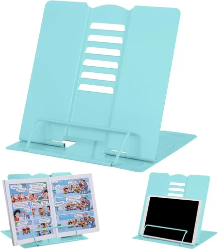 Miniatura 25 de MSDADA - Soporte de libros de escritorio, soporte de libros de lectura, de metal, ajustable, para libros de cocina, documentos, portátil