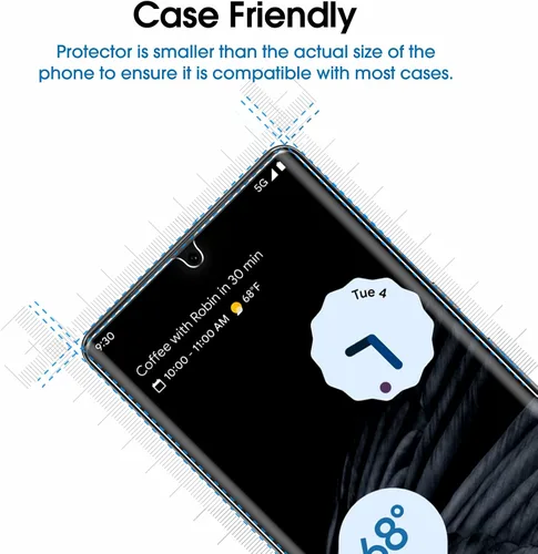 Miniatura 4 de amFilm Protector de pantalla elástico para Google Pixel 7 Pro, Pixel 7 Pro de 6.7 pulgadas, Google Pixel 7 Pro 5G, compatible con identificación
