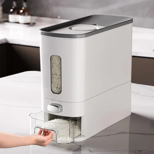 IEEK Dispensador de arroz de 12 libras, recipientes grandes de almacenamiento de alimentos secos para cereales, contenedor de almacenamiento de