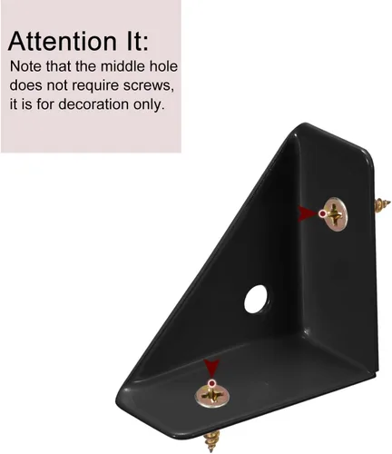 Miniatura 4 de uxcell 20 soportes de esquina angulares de 1.496 pulgadas x 1.496 pulgadas, soportes de acero laminado en frío con tornillos para borde de Negro