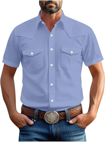 Miniatura 21 de Men's Short Sleeve Button Down Shirts Cargo Shirt Fashion Casual Summer Beach Shirts Business Work Basic Tee Tops