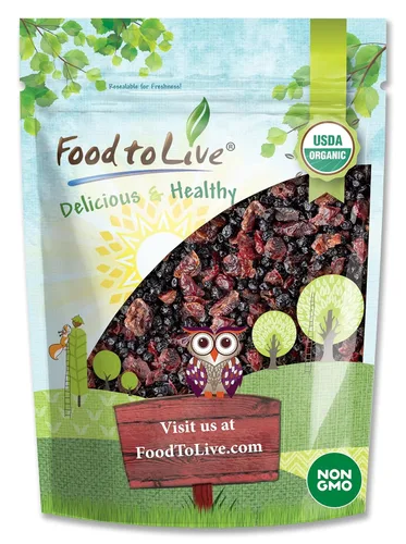 Food to Live Mezcla de bayas esenciales orgánicas, 12 onzas, arándanos y arándanos secos sin transgénicos. Sin sulfuro, Kosher. Suavemente