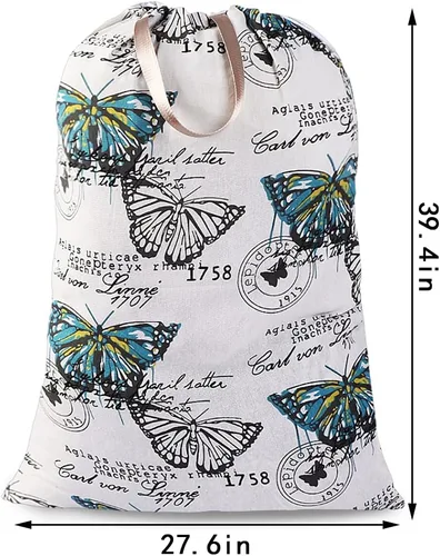 Miniatura 2 de Sanlykate - Bolsa de lavandería extra grande con cierre de cordón y asa, 28 x 40 pulgadas, bolsa resistente para ropa sucia de viaje para lavandería