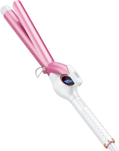 ORYNNE Varita rizadora digital de cerámica de 1 pulgada de largo con apagado automático y doble voltaje para todo tipo de cabello, calentamiento
