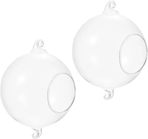 2 jarrones de vidrio resistentes para colgar, macetas pequeñas, macetas colgantes para plantas, plantas, terrario, botella colgante, jarrón redondo,
