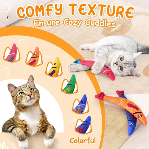 Miniatura 6 de Juguetes para Gatos de Interior, Paquete de 6 Juguetes Interactivos de Hierba Gatera para Aburridos, Juguete Pateador para Gatitos con Sonido