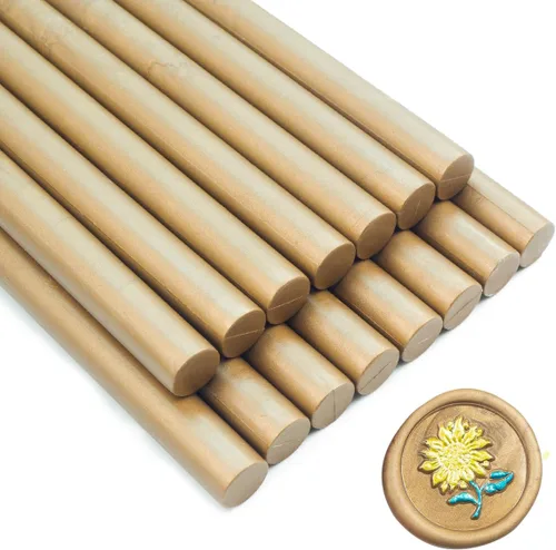 Miniatura 19 de Barra de sellado de cera, 15 piezas de pistola de pegamento para invitaciones de boda, tarjetas, sobres, oro rosa, material de cera flexible