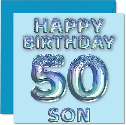 Miniatura 315 de Stuff4 Tarjeta de primer cumpleaños para niños, globo de fiesta con purpurina azul, tarjetas de feliz cumpleaños para niño de 1 año, nieto, hijo, 57